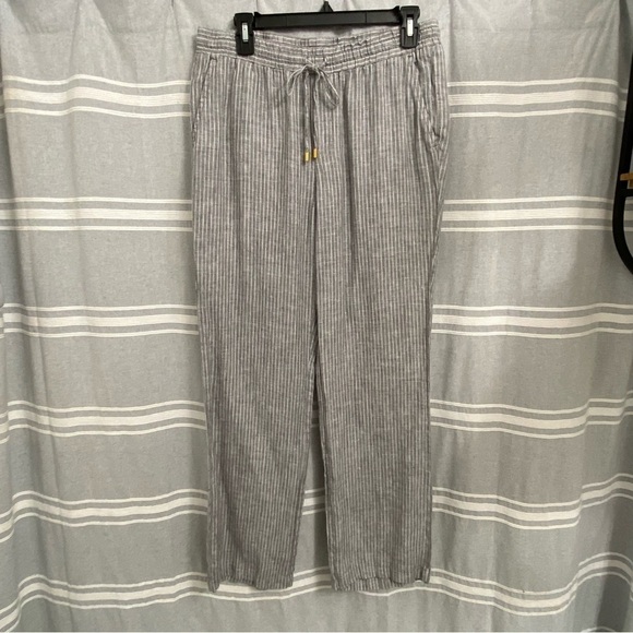 ELLEN TRACY / Striped Linen Pants Size S - Picture 1 of 12